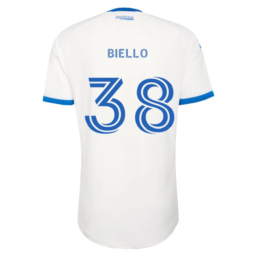 Danxen Donna Maglia Alessandro Biello #38 Azzurro Bianco Kit Gara Away 2026/27 Maglietta