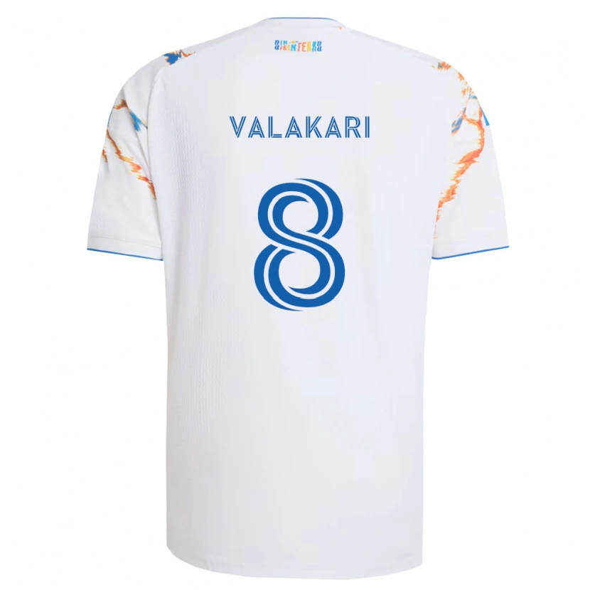 Danxen Donna Maglia Onni Valakari #8 Bianco Arancio Blu Kit Gara Away 2026/27 Maglietta