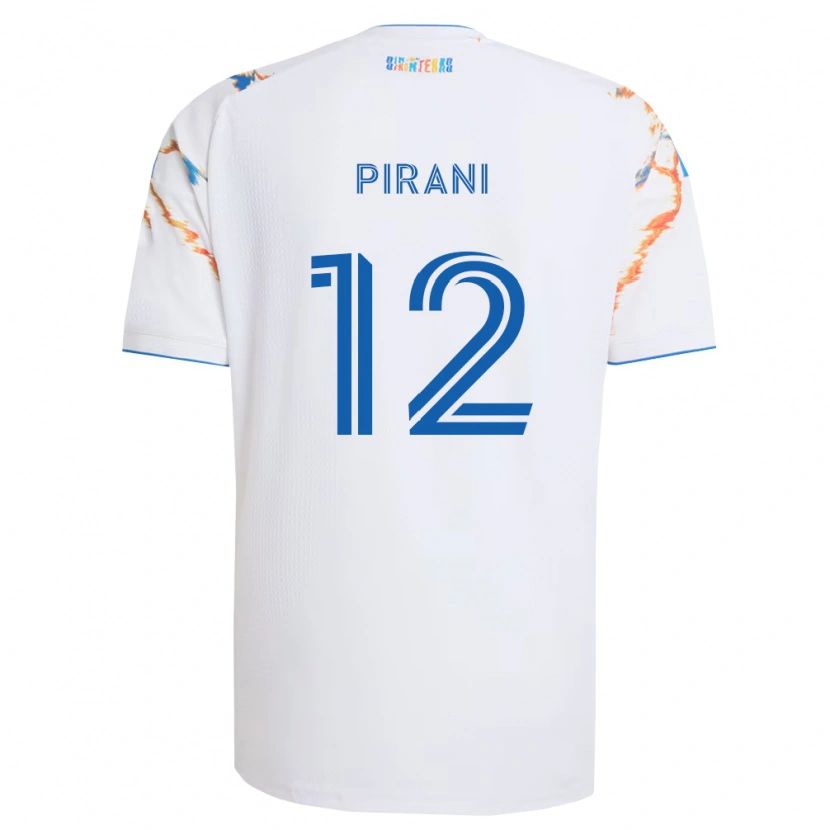 Danxen Donna Maglia Gabriel Pirani #12 Bianco Arancio Blu Kit Gara Away 2026/27 Maglietta