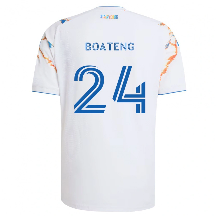 Danxen Donna Maglia Emmanuel Boateng #24 Bianco Arancio Blu Kit Gara Away 2026/27 Maglietta