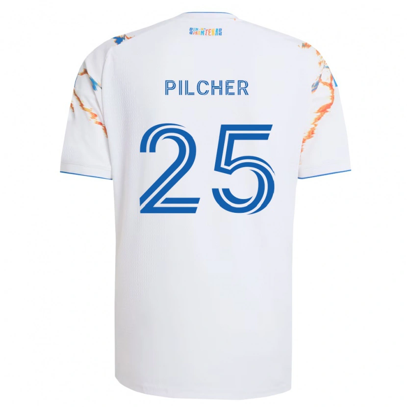 Danxen Donna Maglia Ian Pilcher #25 Bianco Arancio Blu Kit Gara Away 2026/27 Maglietta