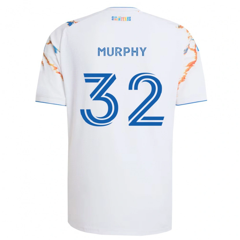 Danxen Donna Maglia Ian Murphy #32 Bianco Arancio Blu Kit Gara Away 2026/27 Maglietta