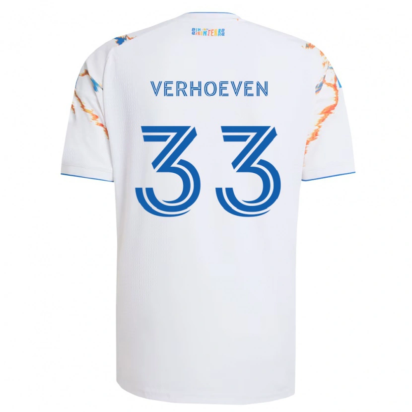 Danxen Donna Maglia Oscar Verhoeven #33 Bianco Arancio Blu Kit Gara Away 2026/27 Maglietta