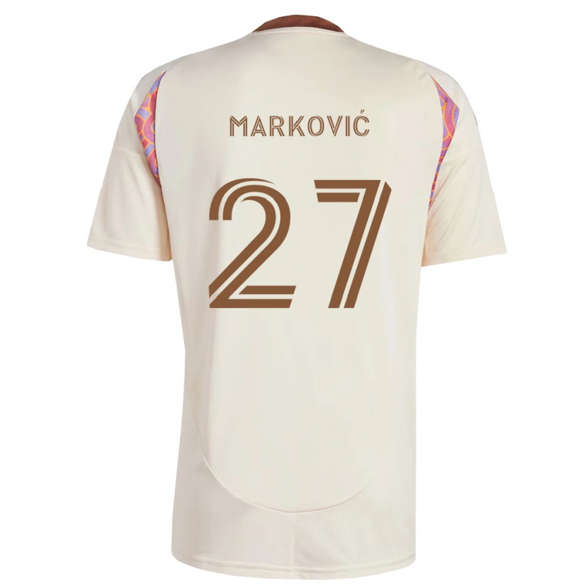 Danxen Donna Maglia Nikola Marković #27 Rosa Bianco Sporco Kit Gara Away 2026/27 Maglietta