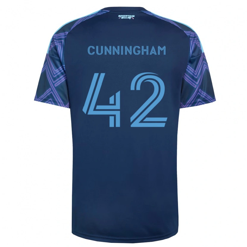 Danxen Donna Maglia Alex Cunningham #42 Blu Reale Viola Kit Gara Away 2026/27 Maglietta