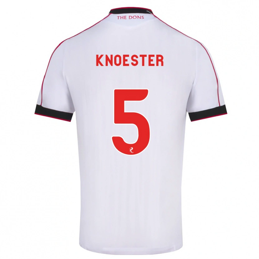 Danxen Donna Maglia Mats Knoester #5 Bianco Rosso Nero Kit Gara Away 2026/27 Maglietta