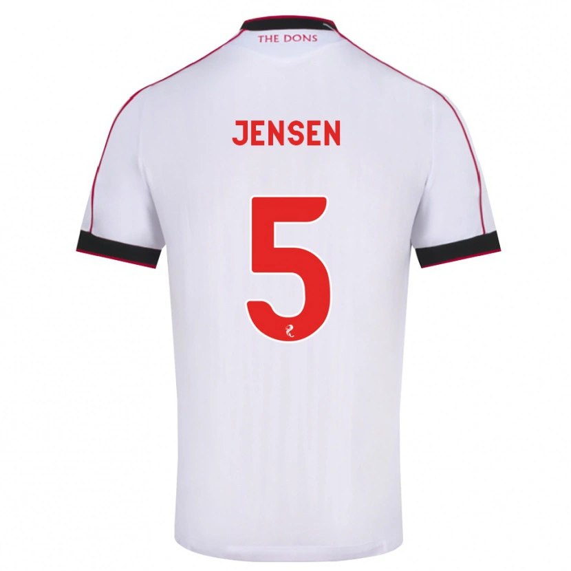 Danxen Donna Maglia Richard Jensen #5 Bianco Rosso Nero Kit Gara Away 2026/27 Maglietta