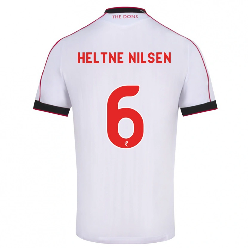 Danxen Donna Maglia Sivert Heltne Nilsen #6 Bianco Rosso Nero Kit Gara Away 2026/27 Maglietta