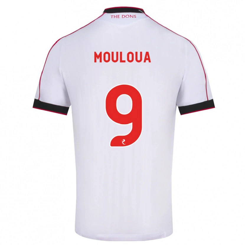 Danxen Donna Maglia Ayoub Mouloua #9 Bianco Rosso Nero Kit Gara Away 2026/27 Maglietta