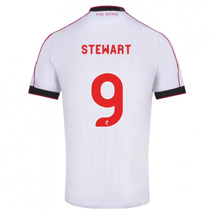 Danxen Donna Maglia Hannah Stewart #9 Bianco Rosso Nero Kit Gara Away 2026/27 Maglietta