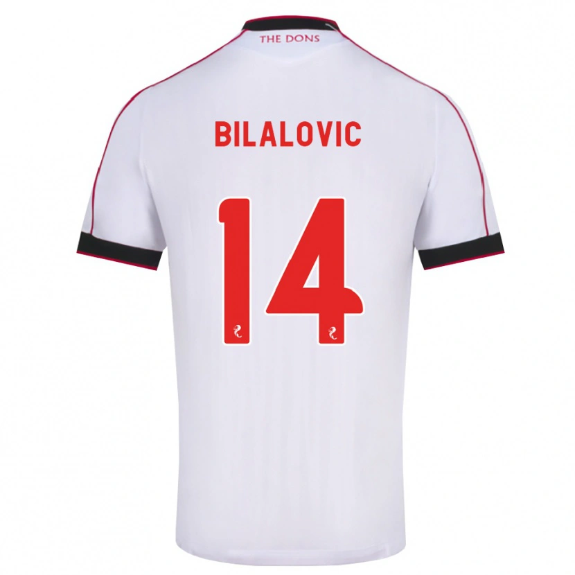 Danxen Donna Maglia Kenan Bilalovic #14 Bianco Rosso Nero Kit Gara Away 2026/27 Maglietta