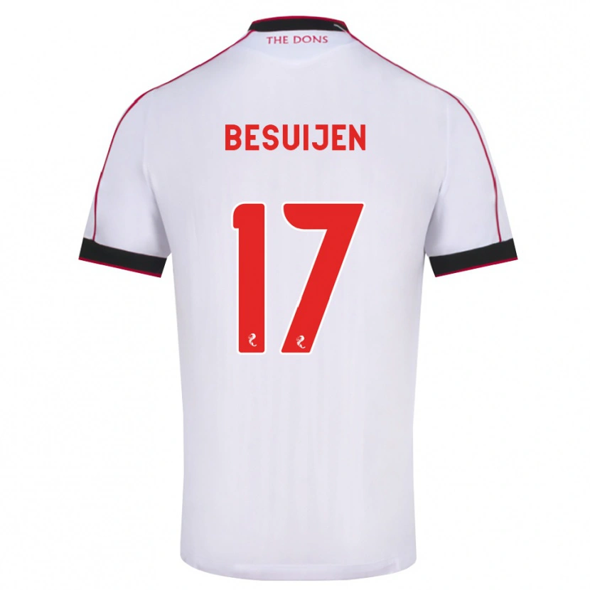 Danxen Donna Maglia Vicente Besuijen #17 Bianco Rosso Nero Kit Gara Away 2026/27 Maglietta