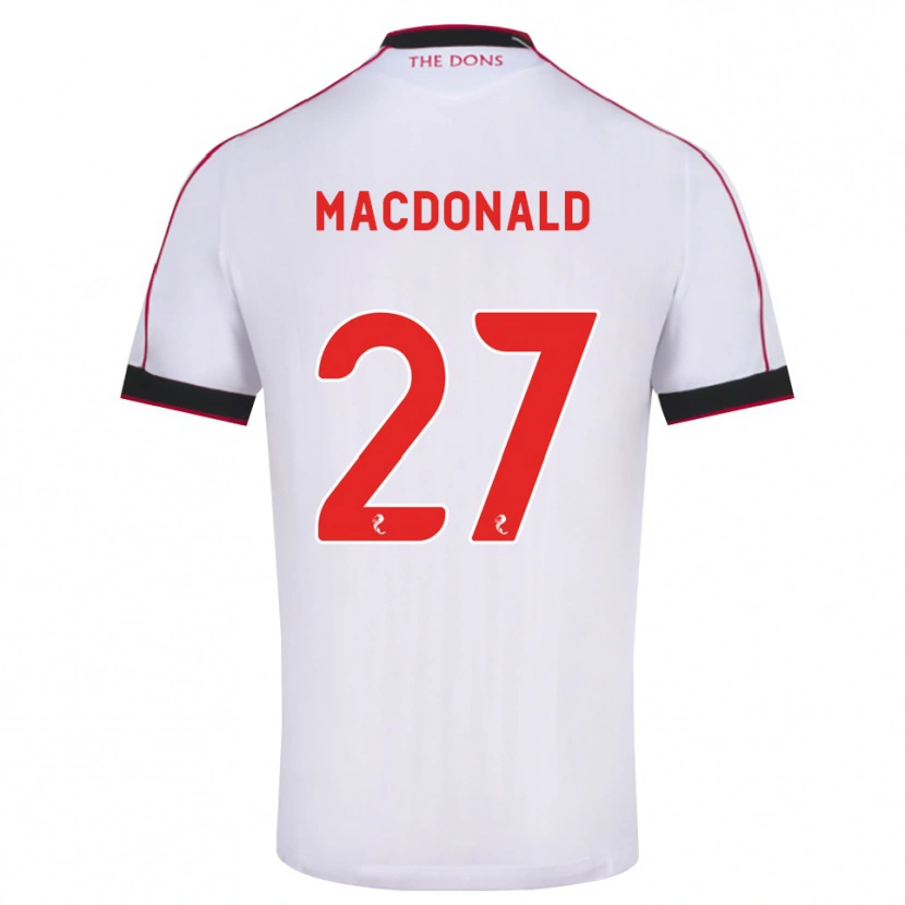 Danxen Donna Maglia Angus Macdonald #27 Bianco Rosso Nero Kit Gara Away 2026/27 Maglietta