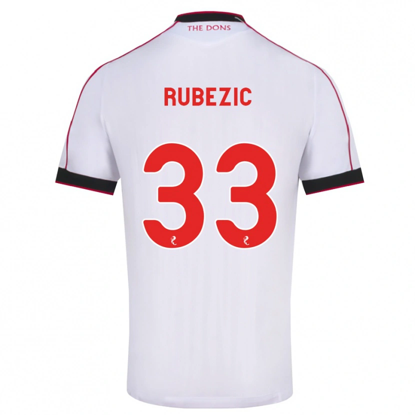 Danxen Donna Maglia Slobodan Rubezic #33 Bianco Rosso Nero Kit Gara Away 2026/27 Maglietta