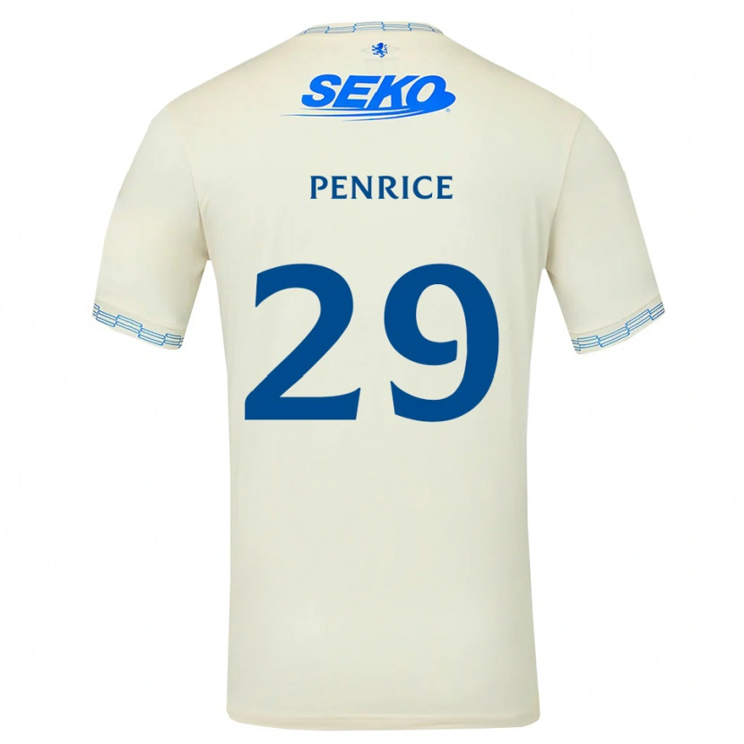 Danxen Donna Maglia James Penrice #29 Bianco Blu Cielo Profondo Kit Gara Away 2026/27 Maglietta
