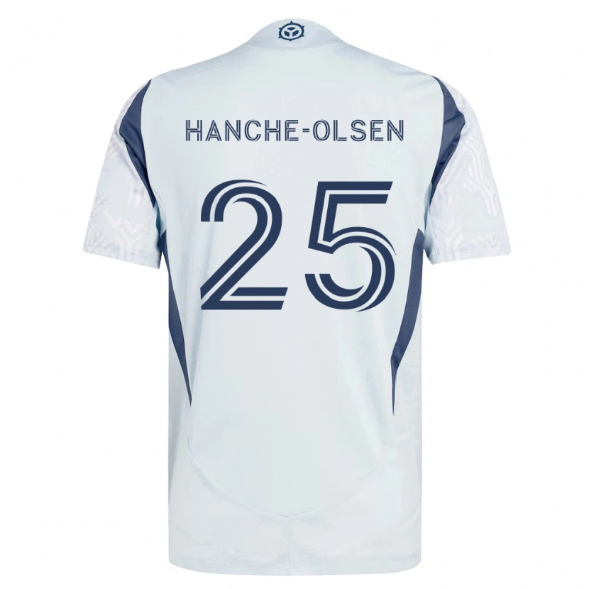 Danxen Donna Maglia Andreas Hanche-Olsen #25 Grigio Bianco Kit Gara Away 2026/27 Maglietta