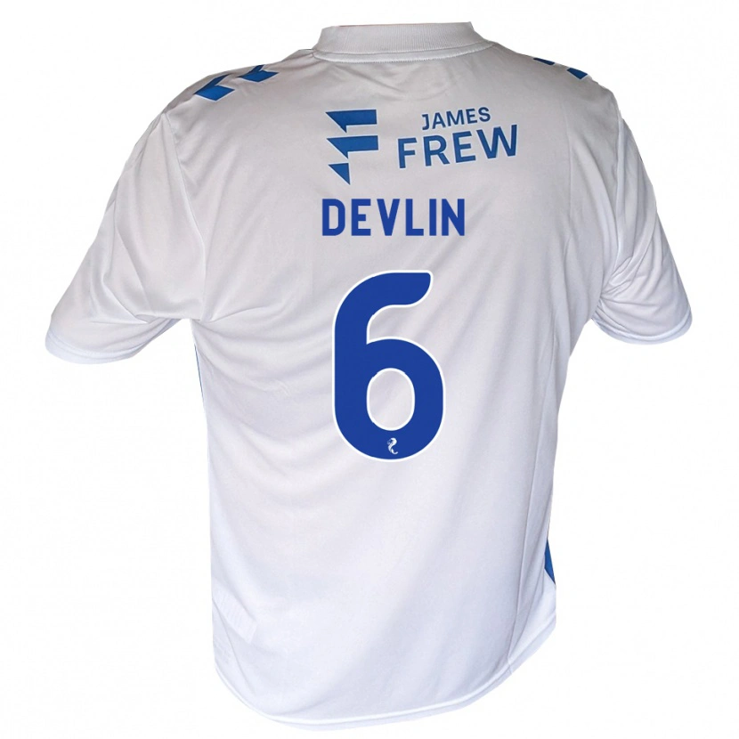 Danxen Bambino Maglia Daniel Devlin #6 Bianco Blu Reale Kit Gara Home 2026/27 Maglietta