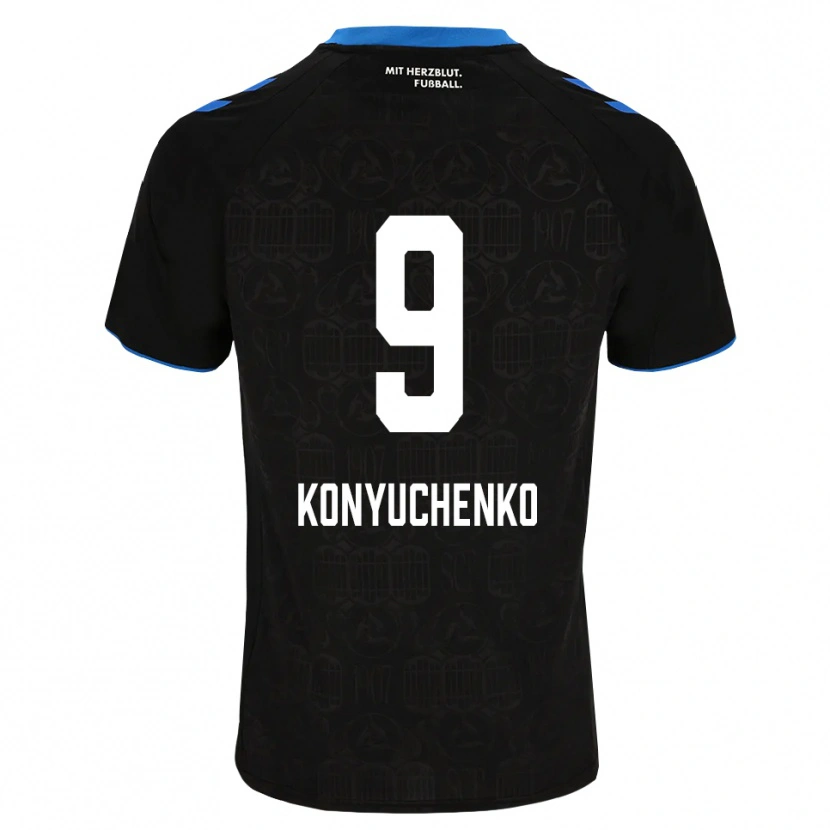 Danxen Bambino Maglia Yehor Konyuchenko #9 Nero Bianco Rosso Kit Gara Home 2026/27 Maglietta