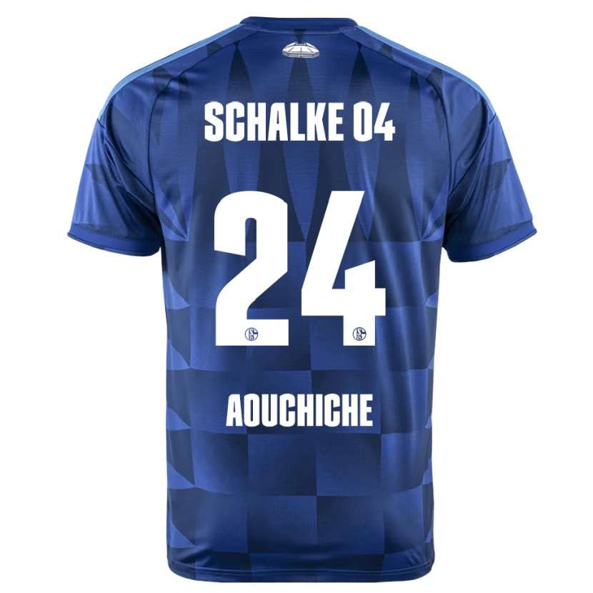 Danxen Bambino Maglia Adil Aouchiche #24 Blu Scuro Giallo Bianco Kit Gara Home 2026/27 Maglietta