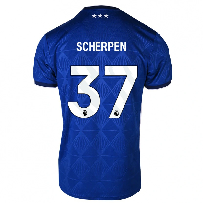 Danxen Bambino Maglia Kjell Scherpen #37 Blu Medio Bianco Rosso Kit Gara Home 2026/27 Maglietta