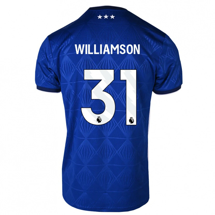 Danxen Bambino Maglia Woody Williamson #31 Blu Medio Bianco Rosso Kit Gara Home 2026/27 Maglietta