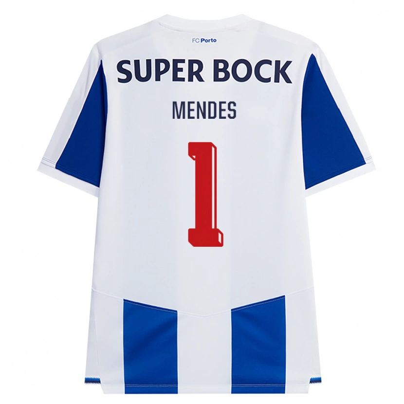 Danxen Bambino Maglia Francisco Mendes #1 Blu Bianco Rosso Kit Gara Home 2026/27 Maglietta