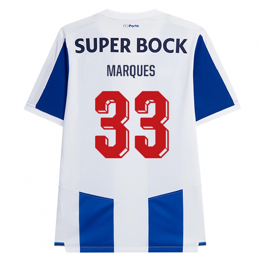 Danxen Bambino Maglia Bárbara Marques #33 Blu Bianco Rosso Kit Gara Home 2026/27 Maglietta