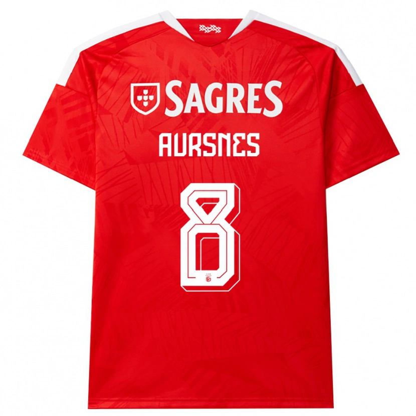 Danxen Bambino Maglia Fredrik Aursnes #8 Rosso Bianco Giallo Kit Gara Home 2026/27 Maglietta