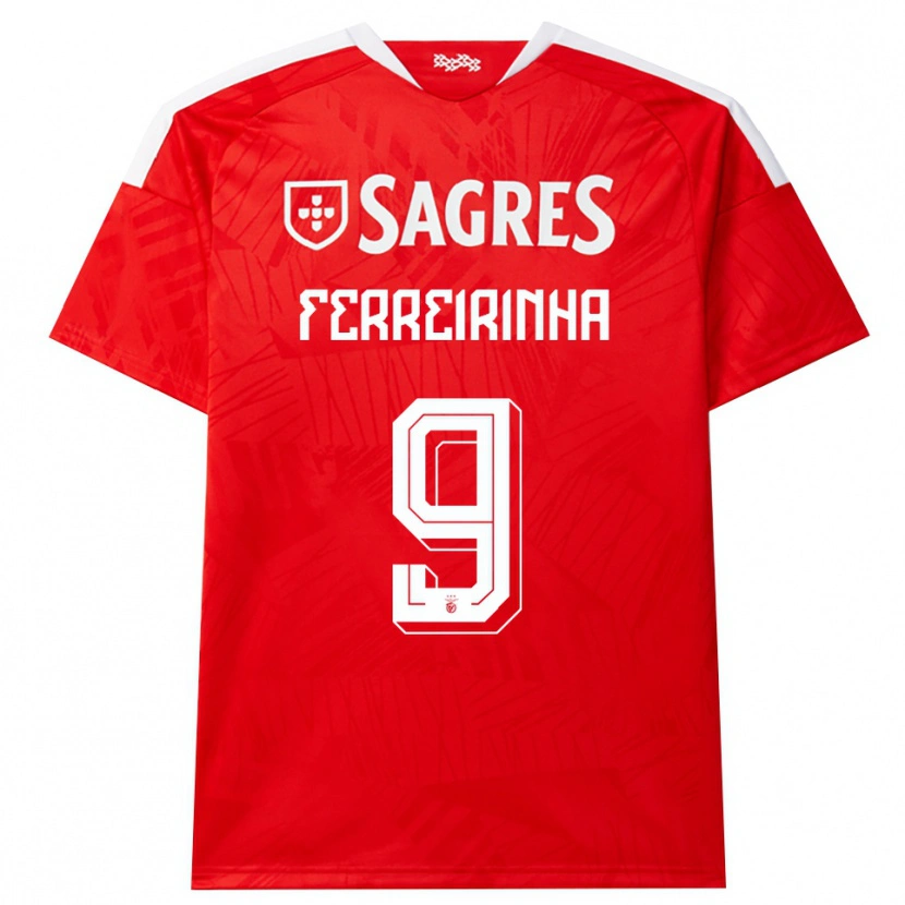 Danxen Bambino Maglia Afonso Ferreirinha #9 Rosso Bianco Giallo Kit Gara Home 2026/27 Maglietta