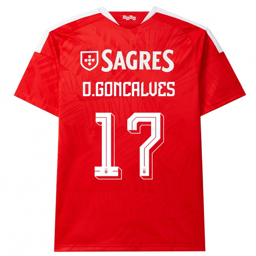 Danxen Bambino Maglia Diogo Goncalves #17 Rosso Bianco Giallo Kit Gara Home 2026/27 Maglietta
