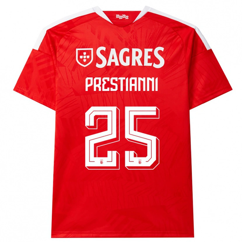 Danxen Bambino Maglia Gianluca Prestianni #25 Rosso Bianco Giallo Kit Gara Home 2026/27 Maglietta