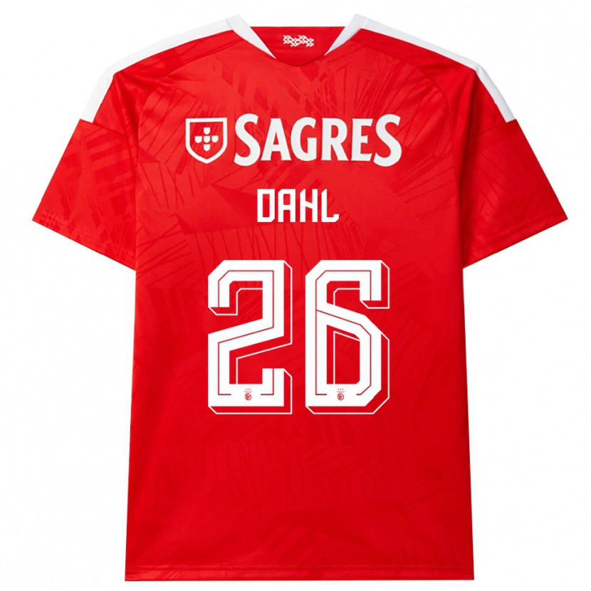 Danxen Bambino Maglia Samuel Dahl #26 Rosso Bianco Giallo Kit Gara Home 2026/27 Maglietta