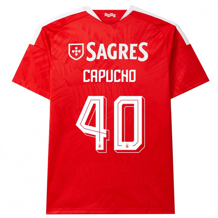 Danxen Bambino Maglia João Capucho #40 Rosso Bianco Giallo Kit Gara Home 2026/27 Maglietta