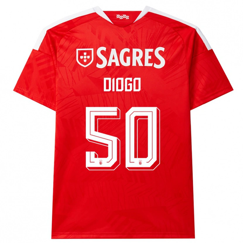 Danxen Bambino Maglia Diogo Ferreira #50 Rosso Bianco Giallo Kit Gara Home 2026/27 Maglietta