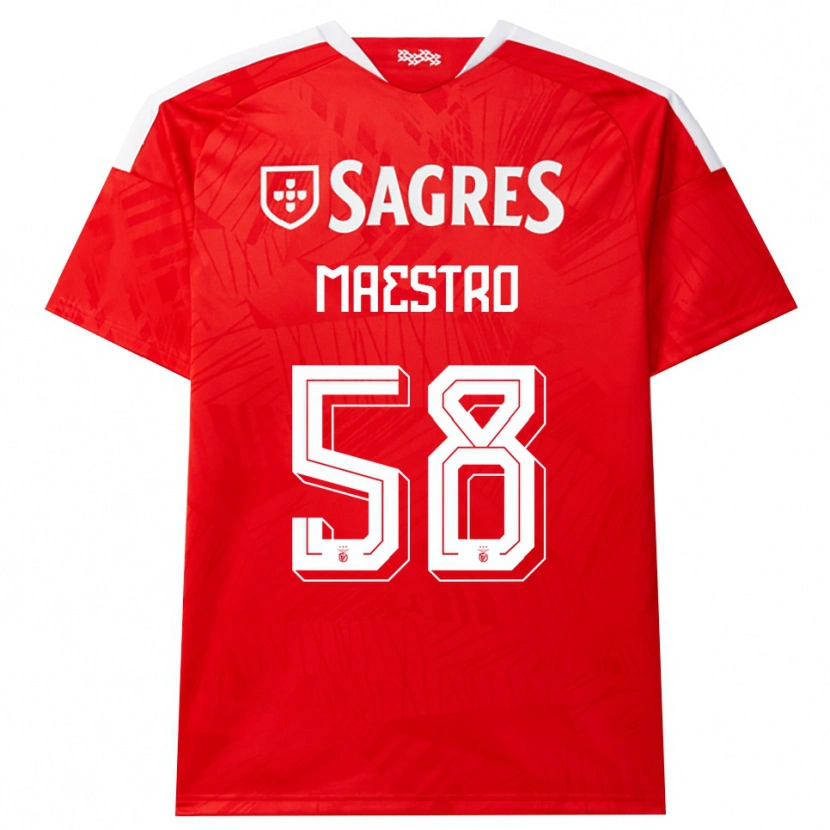Danxen Bambino Maglia Maestro #58 Rosso Bianco Giallo Kit Gara Home 2026/27 Maglietta