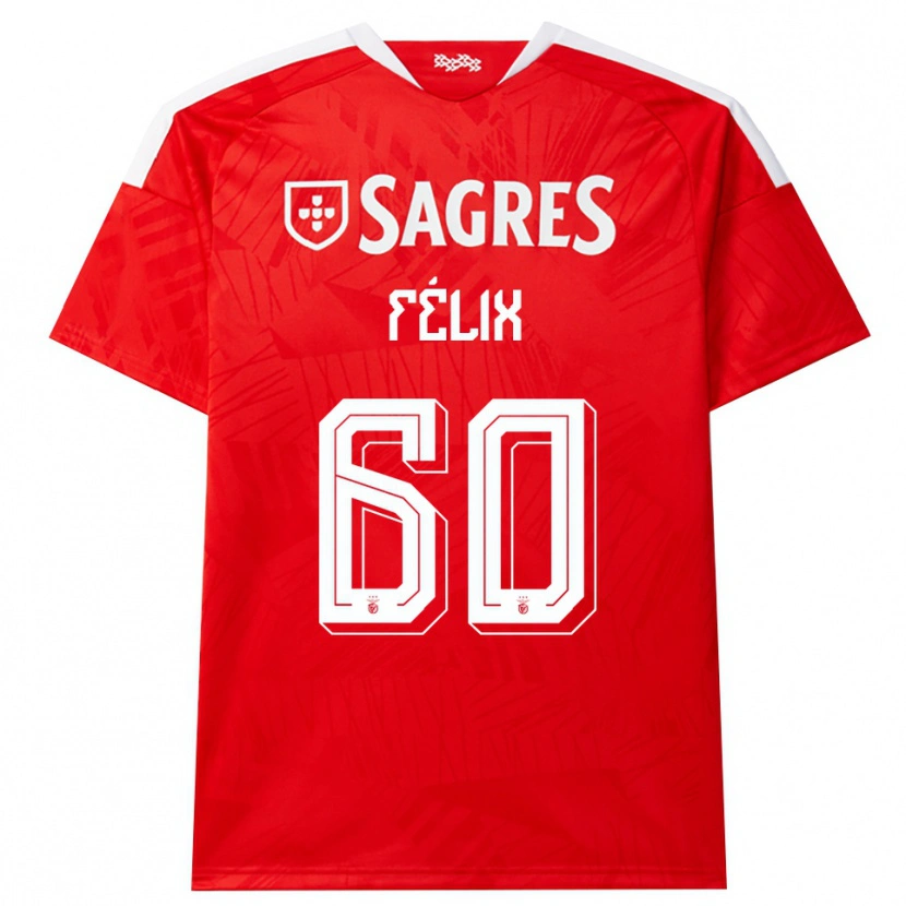 Danxen Bambino Maglia Nuno Félix #60 Rosso Bianco Giallo Kit Gara Home 2026/27 Maglietta