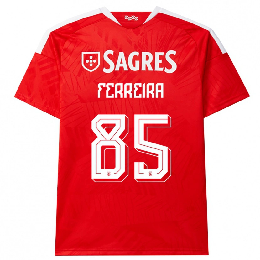 Danxen Bambino Maglia Martim Ferreira #85 Rosso Bianco Giallo Kit Gara Home 2026/27 Maglietta