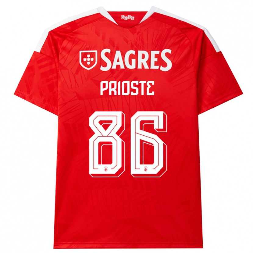 Danxen Bambino Maglia Diogo Prioste #86 Rosso Bianco Giallo Kit Gara Home 2026/27 Maglietta