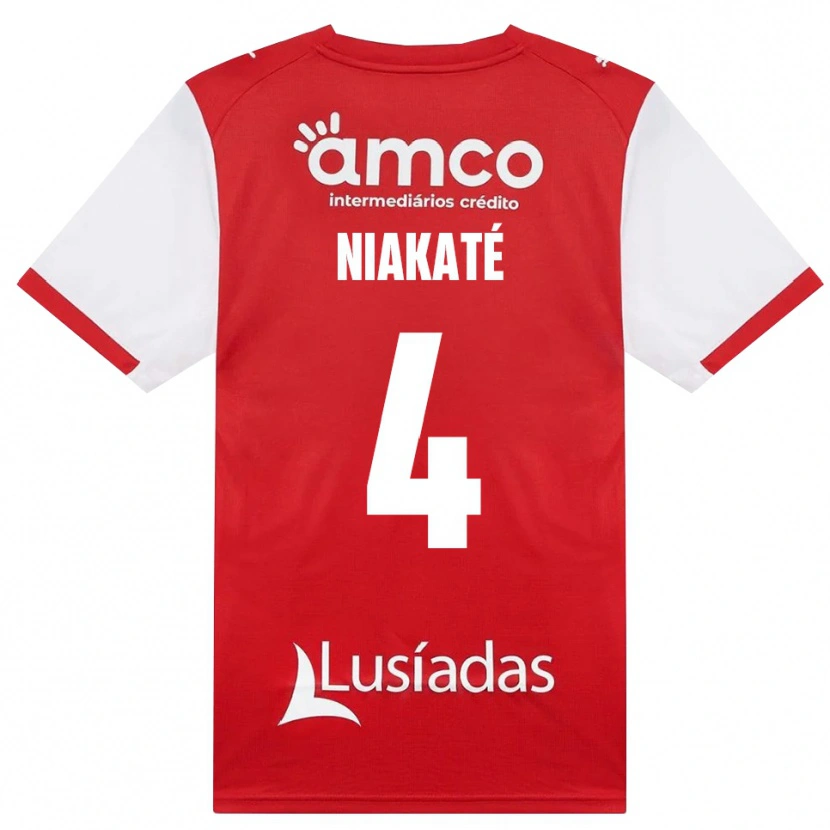 Danxen Bambino Maglia Sikou Niakaté #4 Bianco Rosso Nero Kit Gara Home 2026/27 Maglietta