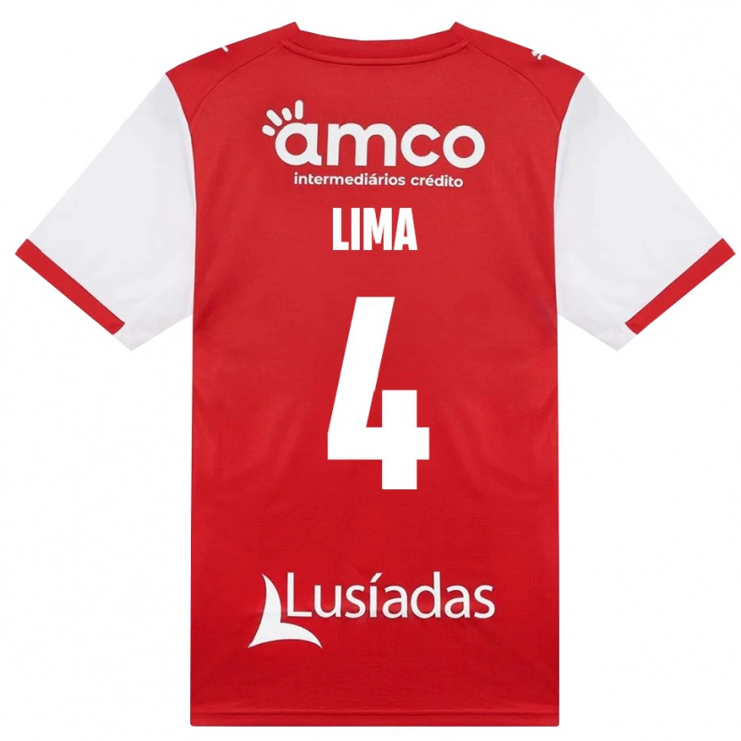 Danxen Bambino Maglia Guilherme Lima #4 Bianco Rosso Nero Kit Gara Home 2026/27 Maglietta