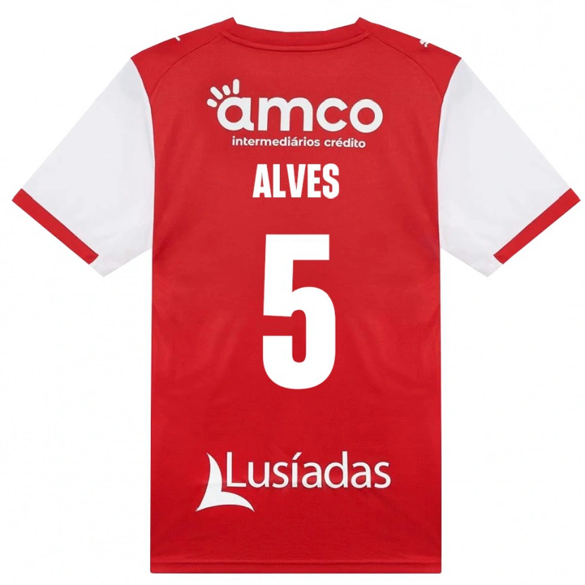 Danxen Bambino Maglia Eduardo Alves #5 Bianco Rosso Nero Kit Gara Home 2026/27 Maglietta