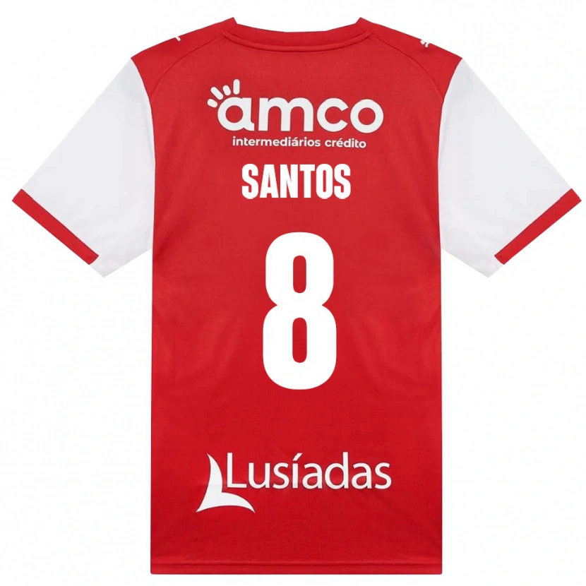 Danxen Bambino Maglia Vicente Santos #8 Bianco Rosso Nero Kit Gara Home 2026/27 Maglietta