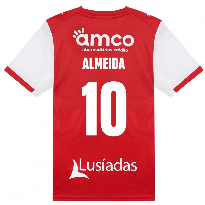 Danxen Bambino Maglia Vitória Almeida #10 Bianco Rosso Nero Kit Gara Home 2026/27 Maglietta