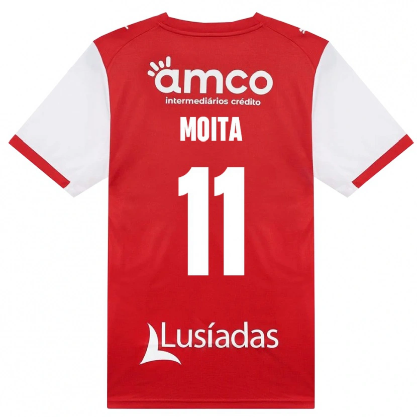 Danxen Bambino Maglia Carlos Moita #11 Bianco Rosso Nero Kit Gara Home 2026/27 Maglietta