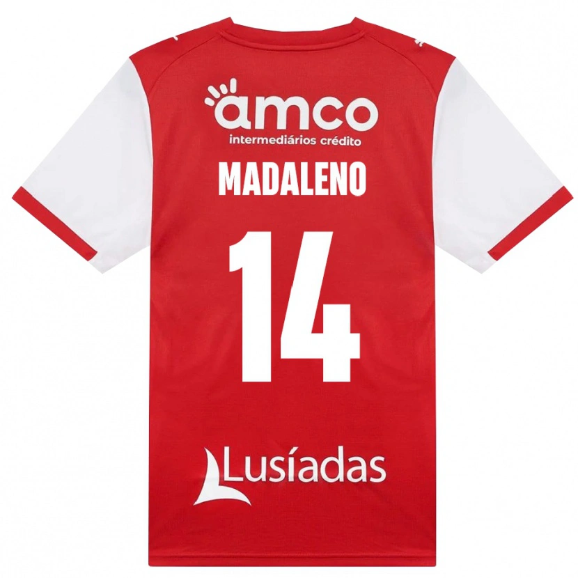 Danxen Bambino Maglia Diogo Madaleno #14 Bianco Rosso Nero Kit Gara Home 2026/27 Maglietta