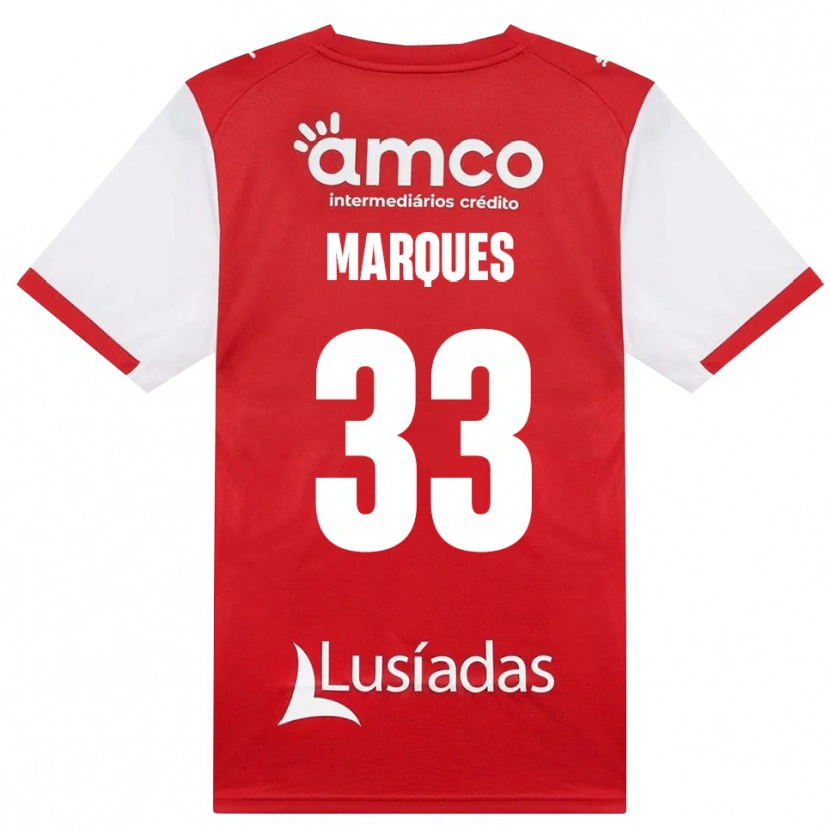 Danxen Bambino Maglia João Marques #33 Bianco Rosso Nero Kit Gara Home 2026/27 Maglietta