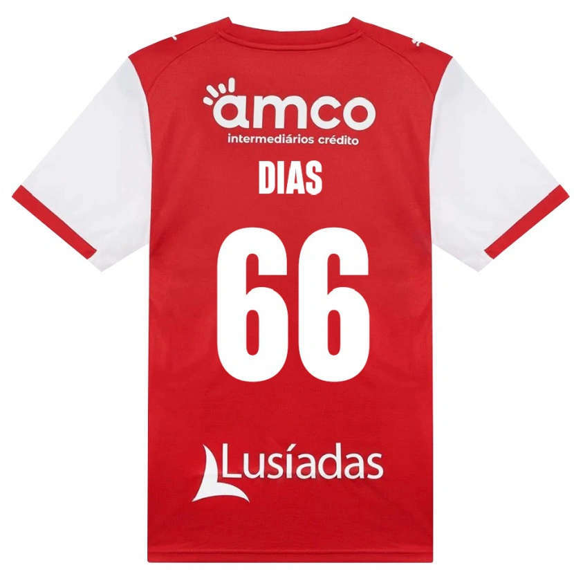 Danxen Bambino Maglia Gonçalo Dias #66 Bianco Rosso Nero Kit Gara Home 2026/27 Maglietta