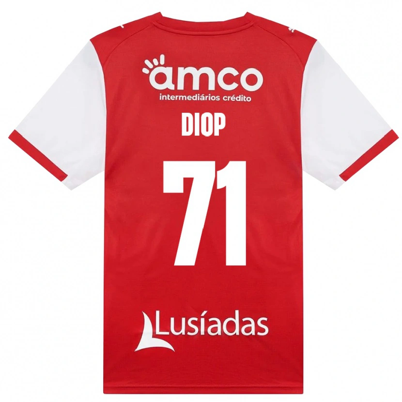 Danxen Bambino Maglia Mamadou Diop #71 Bianco Rosso Nero Kit Gara Home 2026/27 Maglietta