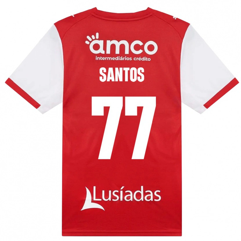 Danxen Bambino Maglia Edu Santos #77 Bianco Rosso Nero Kit Gara Home 2026/27 Maglietta