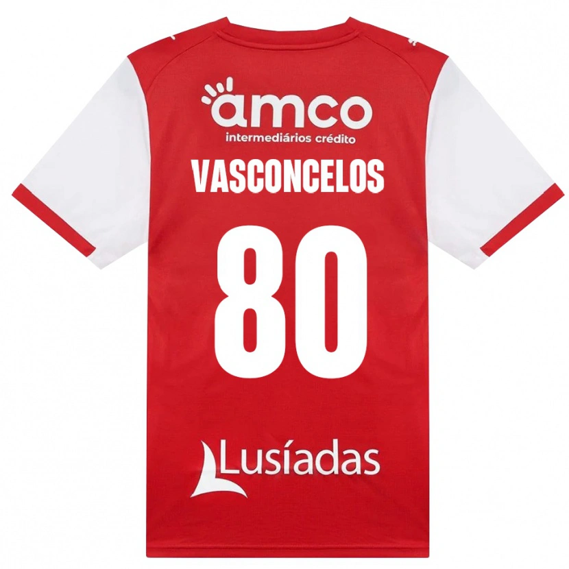 Danxen Bambino Maglia Vasconcelos #80 Bianco Rosso Nero Kit Gara Home 2026/27 Maglietta